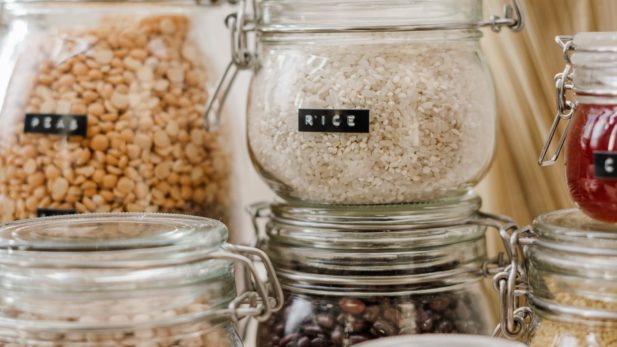 jars of rice and beans